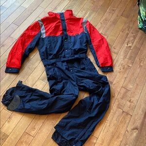 Vintage SKYR Windbreaker Snow Suit Ski One Piece Retro Mens Size Medium Red Blue
